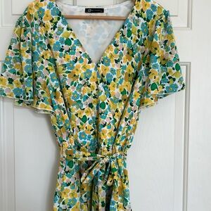 Prettygarden Floral Midi Wrap Dress